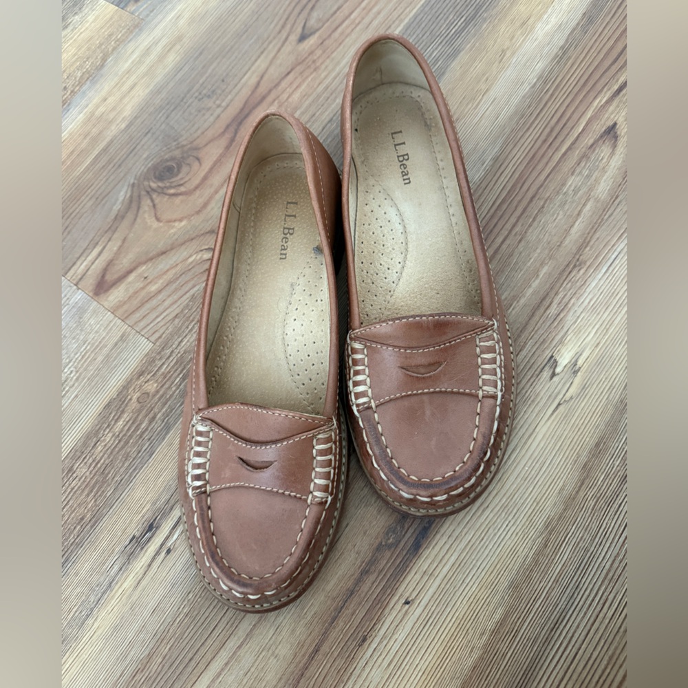 LL Bean penny shoes loafer leather womens 6